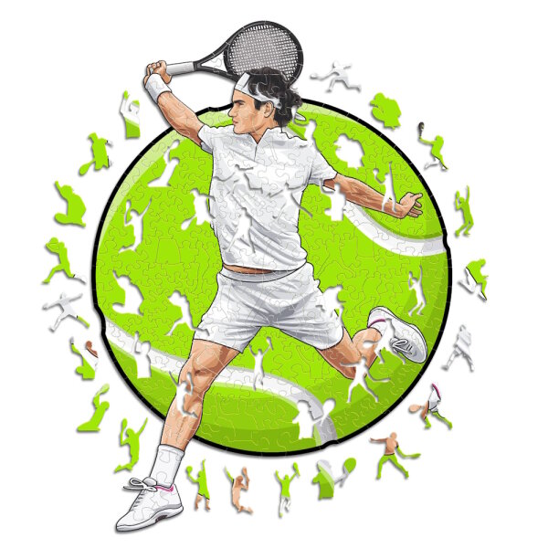 Roger Federer - Tennis - Puzzle en bois Taille S (150 Pi&egrave;ces)