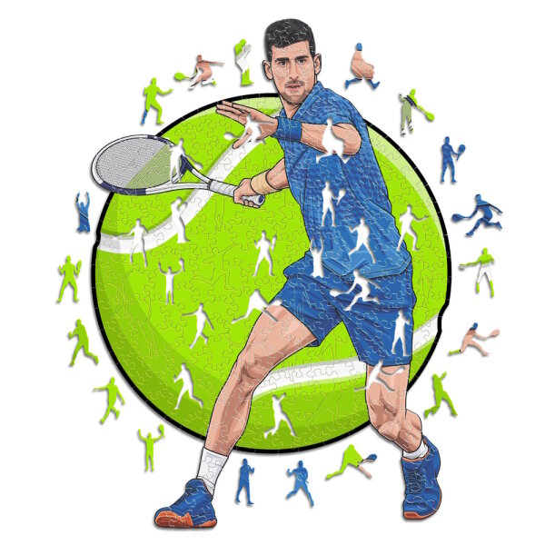Novak Djokovic - Tennis - Puzzle en bois Taille S (150 Pi&egrave;ces)