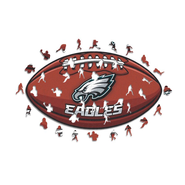 NFL - Philadelphia Eagles&ndash; Football avec Logo  - Puzzle en bois Taille S (150 Pi&egrave;ces)