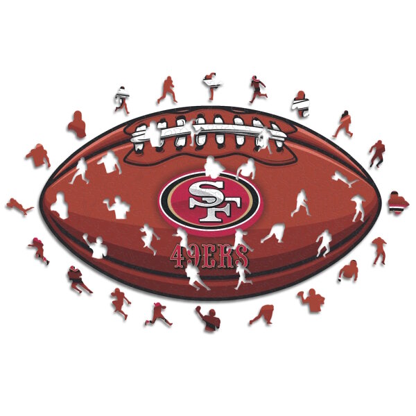 NFL - San Francisco 49ers &ndash; Football mit Logo - Holz Puzzle Gr&ouml;sse S (150 Teile)