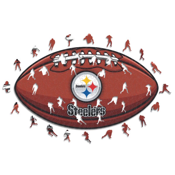 NFL - Pittsburg Steelers &ndash; Football mit Logo - Holz Puzzle Gr&ouml;sse S (150 Teile)