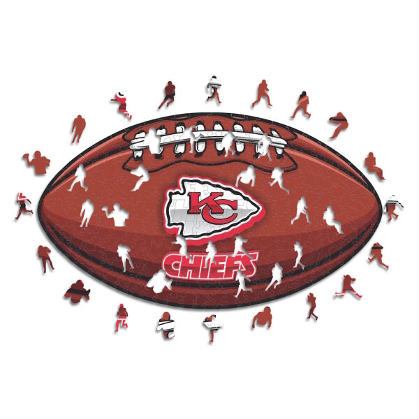 NFL - Kansas City Chiefs&ndash; Football avec Logo  - Puzzle en bois Taille S (150 Pi&egrave;ces)