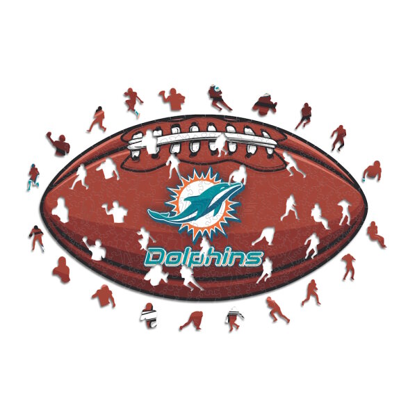 NFL - Miami Dolphins&ndash; Football with Logo -  Wooden Puzzle Size S (150 pieces)