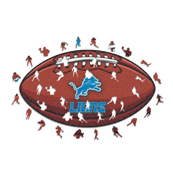 NFL - Detroit Lions &ndash; Football mit Logo - Holz Puzzle Gr&ouml;sse S (150 Teile)