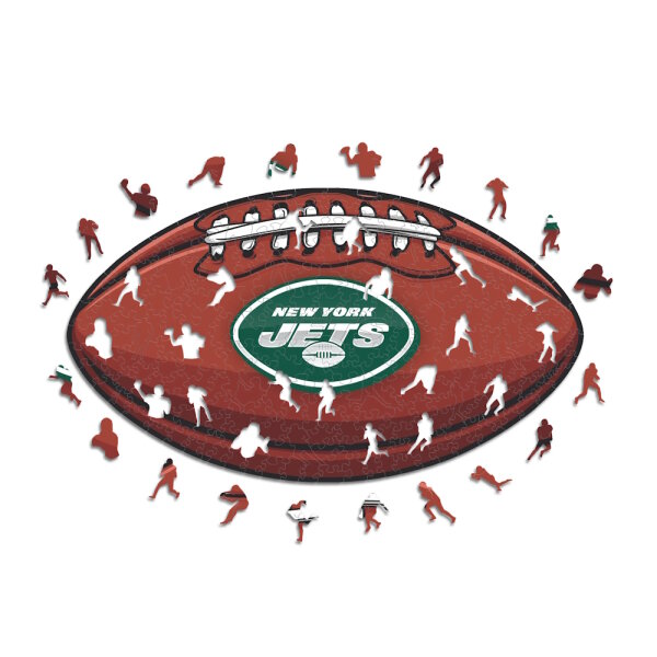 NFL - New York Jets&ndash; Football avec Logo  - Puzzle en bois Taille S (150 Pi&egrave;ces)