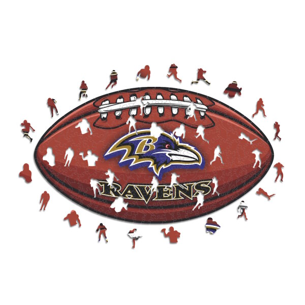 NFL - Baltimore Ravens&ndash; Football avec Logo  - Puzzle en bois Taille S (150 Pi&egrave;ces)