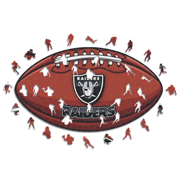 NFL - Las Vegas Raiders&ndash; Football avec Logo  - Puzzle en bois Taille S (150 Pi&egrave;ces)