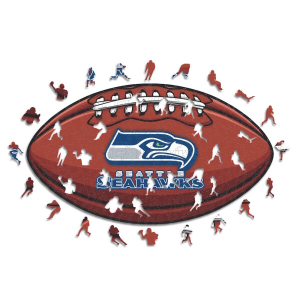 NFL - Seattle Seahawkss&ndash; Football avec Logo  - Puzzle en bois Taille S (150 Pi&egrave;ces)