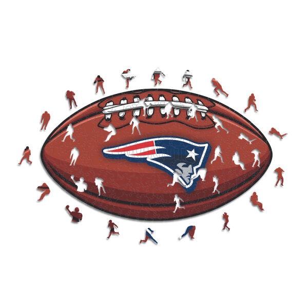 NFL - New England Patriots&ndash; Football con Logo  - Puzzle in Legno Taglia S (150 Pezzi)