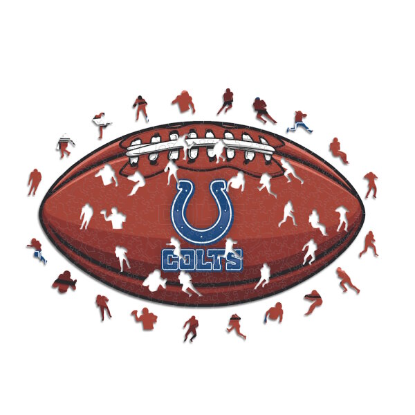 NFL - Indianapolis Colts&ndash; Football avec Logo  - Puzzle en bois Taille S (150 Pi&egrave;ces)