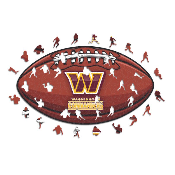 NFL - Washington Commanders&ndash; Football avec Logo  - Puzzle en bois Taille S (150 Pi&egrave;ces)