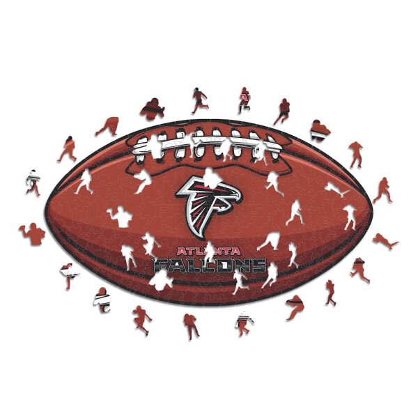 NFL - Atlanta Falcons &ndash; Football mit Logo - Holz Puzzle Gr&ouml;sse S (150 Teile)