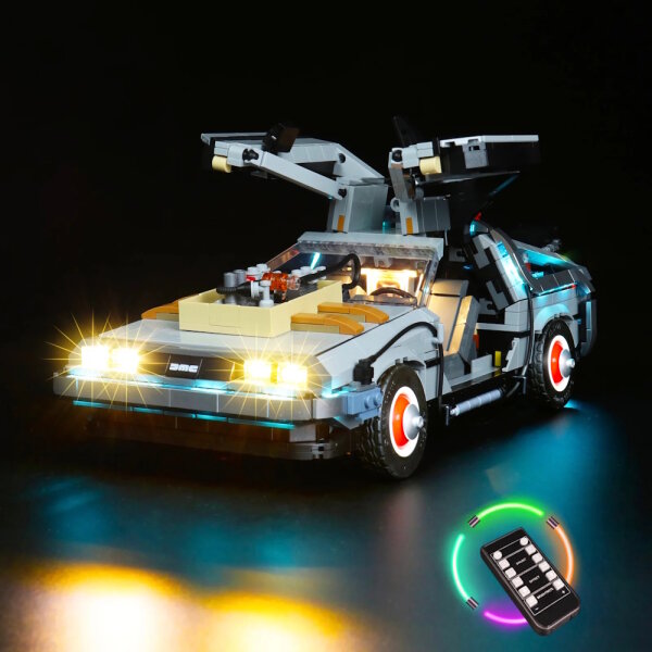 BB Set di illuminazione a LED per LEGO&reg; 10300 Ritorno al futuro - DeLorean - La macchina del tempo con telecomando