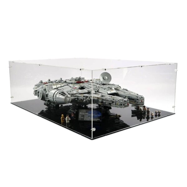 Pr&eacute;sentoir acrylique sans support pour LEGO&reg; 75192 Star Wars UCS Millennium Falcon (avec fond noir)