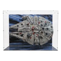 Display verticale e supporto in acrilico per LEGO&reg; 75192 Star Wars UCS Millennium Falcon (con immagine di sfondo)