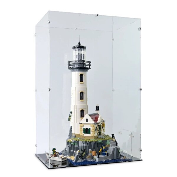 Acryl-Display f&uuml;r LEGO&reg; 21335 Motorisierter Leuchtturm (Mit schwarzem Boden)