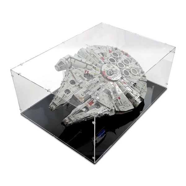 Acrylic display horizontal with stand for LEGO&reg; 75192 Star Wars UCS Millennium Falcon (With black base)