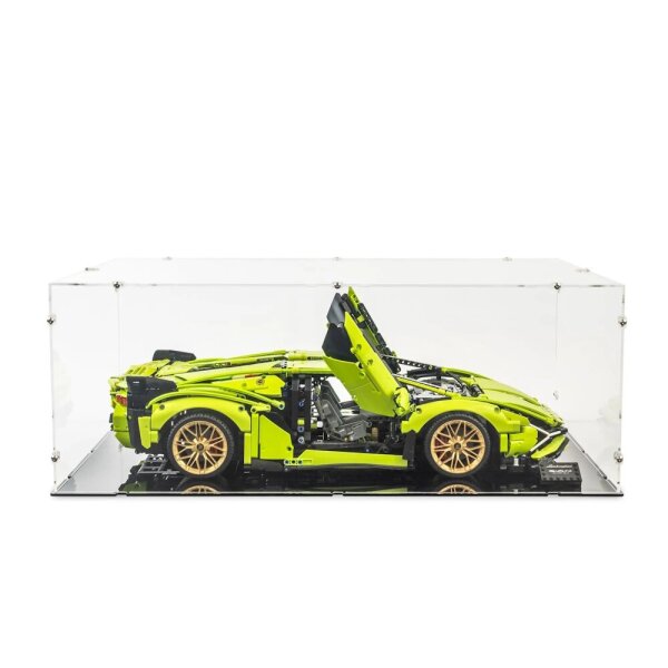 Acryl-Display XL f&uuml;r LEGO&reg; 42115 Lamborghini Si&aacute;n FKP 37 (Mit schwarzem Boden)