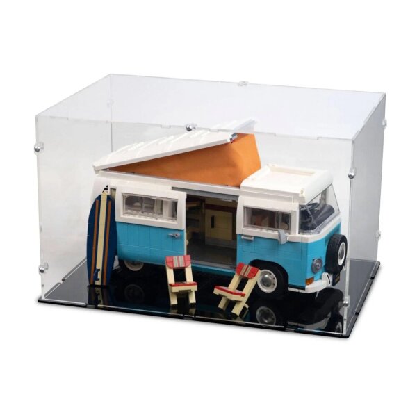 Display acrilico L per LEGO&reg; 10279 Volkswagen T2 Camper (con base nera)
