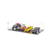 Pr&eacute;sentoir acrylique XL pour 4 mod&egrave;les LEGO&reg; Speed Champions c&ocirc;te &agrave; c&ocirc;te (avec socle noir)