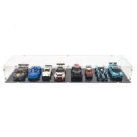 Acrylic display XL for 8 LEGO&reg; Speed Champions models side by side (with black base)