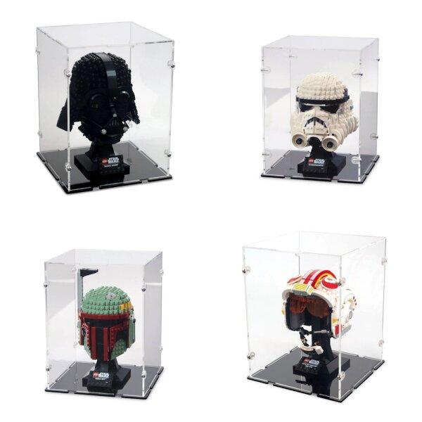 Acrylic display for various LEGO&reg; Helmet models (18 x 18 x 24 cm with black base)