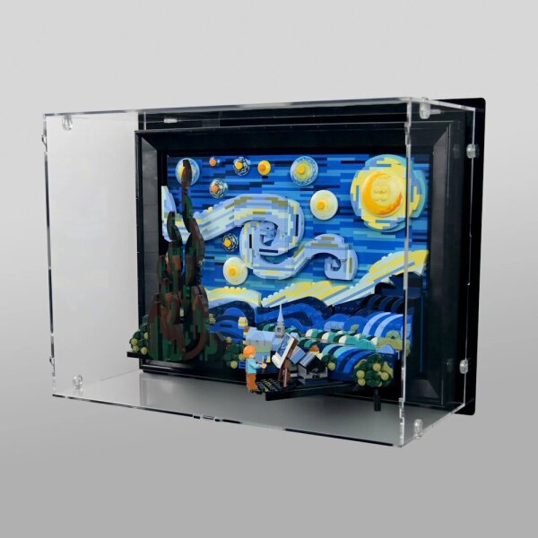 Display da parete in acrilico per LEGO&reg; 21333 Vincent van Gogh &ndash; Notte stellata (con sfondo nero)