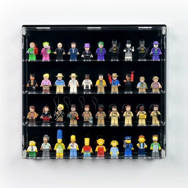 Acrylic wall display for 40 LEGO&reg; minifigures (with black background)