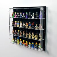 Acrylic wall display for 40 LEGO&reg; minifigures (with black background)