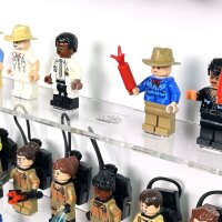 Pr&eacute;sentoir mural en acrylique pour 40 figurines LEGO&reg; (avec fond blanc)