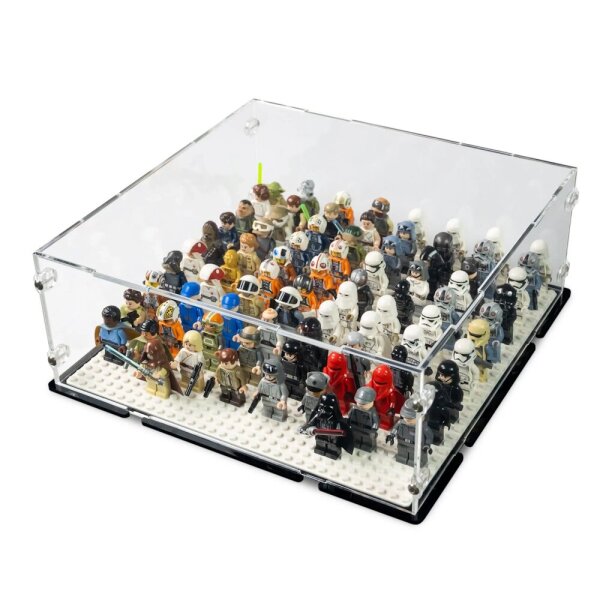 Pr&eacute;sentoir acrylique pour figurines LEGO&reg; pour plaque 32x32 (avec fond noir)
