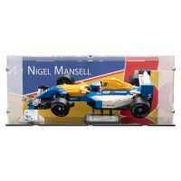 Display in acrilico per LEGO&reg; 10353 Williams Racing FW14B & Nigel Mansell (con immagine di sfondo e base nero)