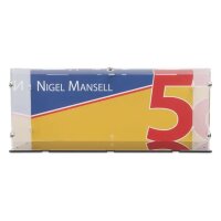 Display in acrilico per LEGO&reg; 10353 Williams Racing FW14B & Nigel Mansell (con immagine di sfondo e base nero)