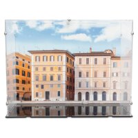 Pr&eacute;sentoir en acrylique pour LEGO&reg; 21062 La fontaine de Trevi (avec image darri&egrave;re-plan et base noire)