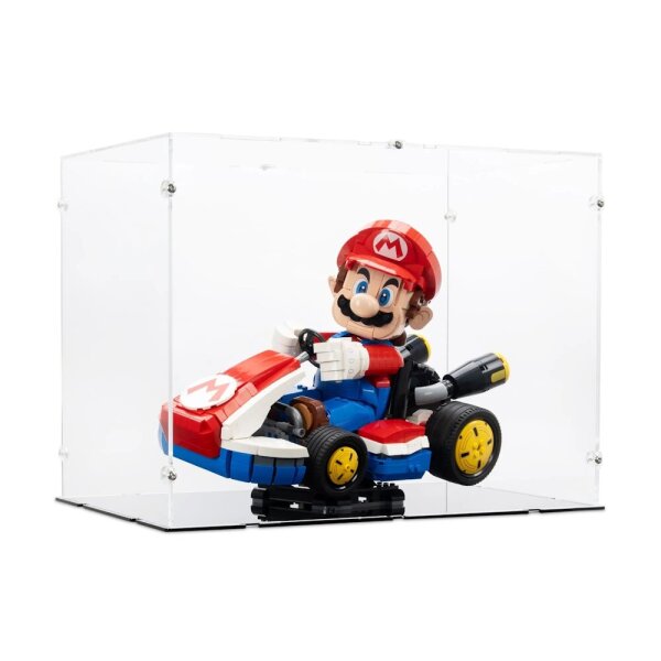 Acrylic display for LEGO&reg; 72037 Mario Kart - Mario & Standard Kart (with black base)