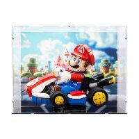 Acryl-Display f&uuml;r LEGO&reg; 72037 Mario Kart - Mario & Standard-Kart (Hintergrundbild und schwarzem  Boden)