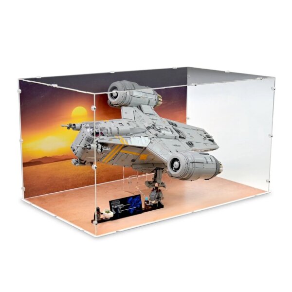 Acryl-Display f&uuml;r LEGO&reg; 75331 Star Wars - The Razor Crest  (Mit Hintergrundbild, St&auml;nder & schwarzem Boden)