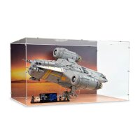 Acryl-Display f&uuml;r LEGO&reg; 75331 Star Wars - The Razor Crest  (Mit Hintergrundbild, St&auml;nder & schwarzem Boden)