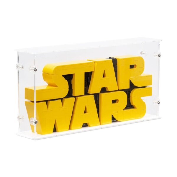 Acryl-Display f&uuml;r LEGO&reg; 75407 Star Wars Logo aus LEGO Steinen  (Mit weissem Boden)