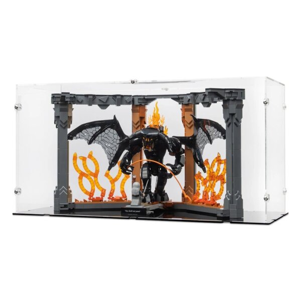 Acrylic display for the open LEGO&reg; 10367 Lord ofr te Rings Balrog Book Nook (With black floor)