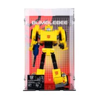 Display acrilico per LEGO&reg; 10338 Transformers: Bumblebee  (con immagine di sfondo e base nera)