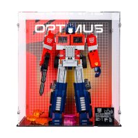 Acrylic display for LEGO&reg; 10302 Transformers: Optimus Prime (With background image & black base)