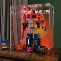 Acrylic display for LEGO&reg; 10302 Transformers: Optimus Prime (With background image & black base)