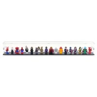 Pr&eacute;sentoir en acrylique pour 18 figurines LEGO&reg; (avec base noire et tenons)