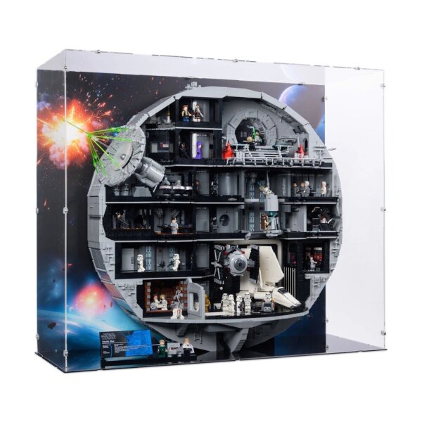 Acryl-Display f&uuml;r LEGO&reg; 75419 Star Wars - Todesstern (Mit Hintergrundbild & schwarzem Boden)