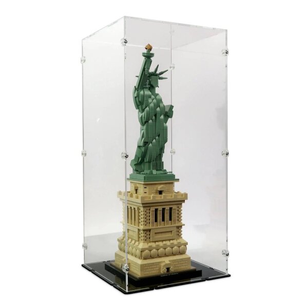 Pr&eacute;sentoir en acrylique pour LEGO&reg; 21042 Statue de la Libert&eacute; (avec base noire)