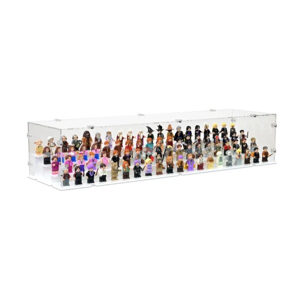 Pr&eacute;sentoir en acrylique pour 80 figurines LEGO&reg; (avec base blanche et tenons)