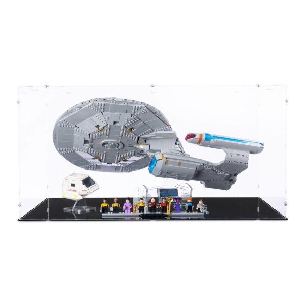Pr&eacute;sentoir en acrylique pour LEGO&reg; 10356 Star Trek: U.S.S. Enterprise NCC-1701-D (avec fond noir et 2 supports)