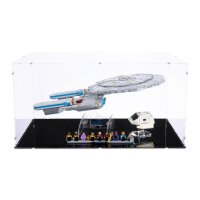 Pr&eacute;sentoir en acrylique pour LEGO&reg; 10356 Star Trek: U.S.S. Enterprise NCC-1701-D (avec fond noir et 2 supports)
