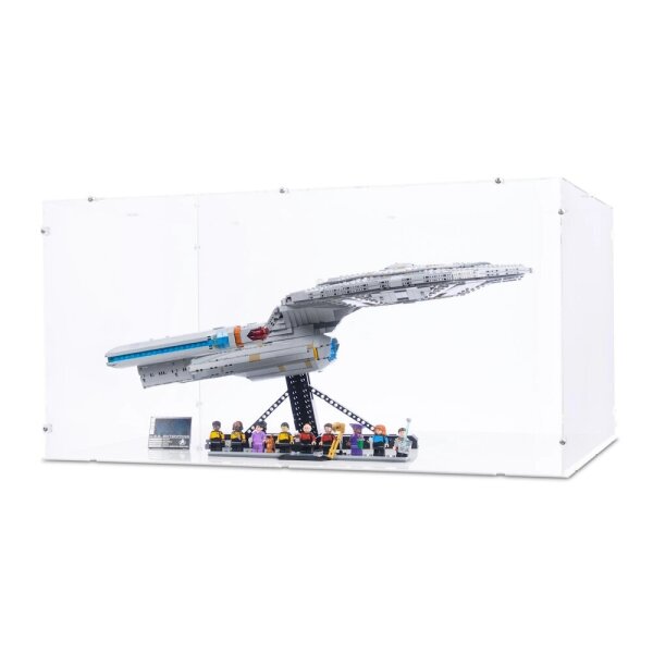 Display in acrilico per LEGO&reg; 10356 Star Trek: U.S.S. Enterprise NCC-1701-D (con fondo bianco)